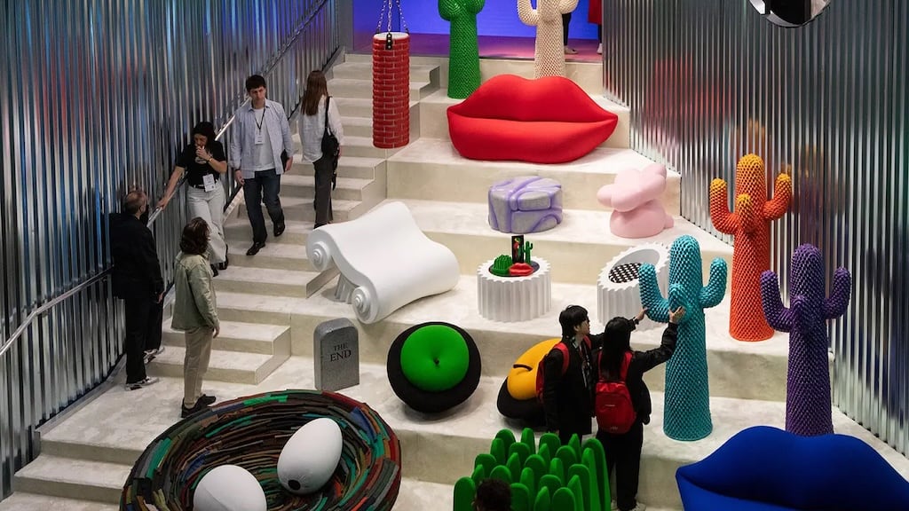 Architectural lighting fixture showcase at Euroluce during Salone del Mobile