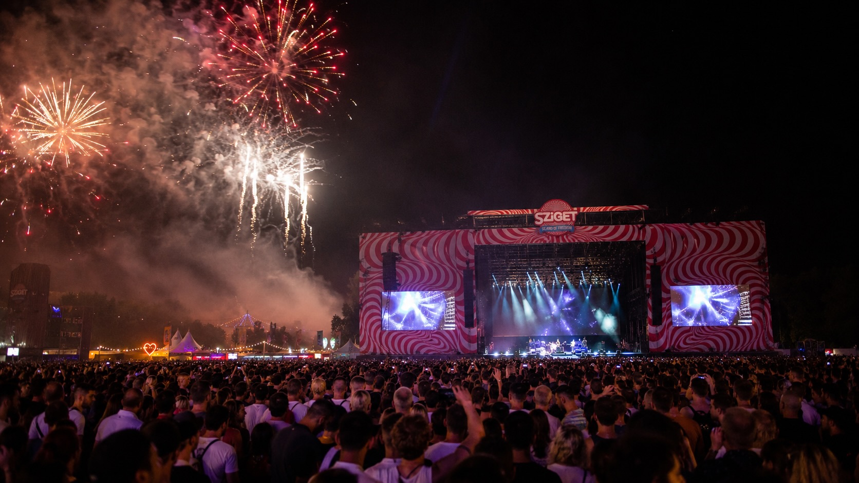 Sziget Festival night performance fireworks Óbuda Island Hungary
