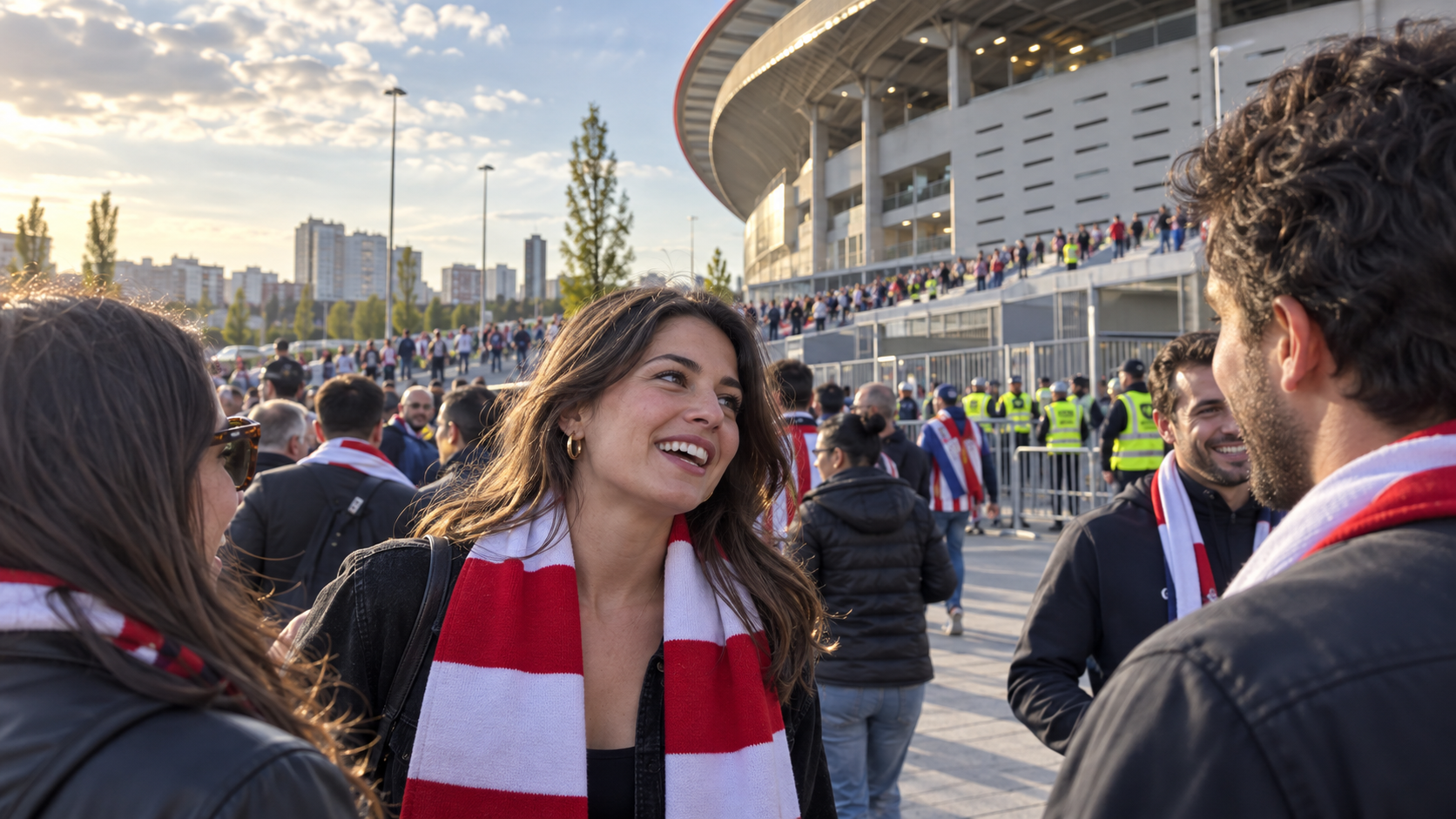 Aficionados se reúnen frente a un estadio antes de una final europea